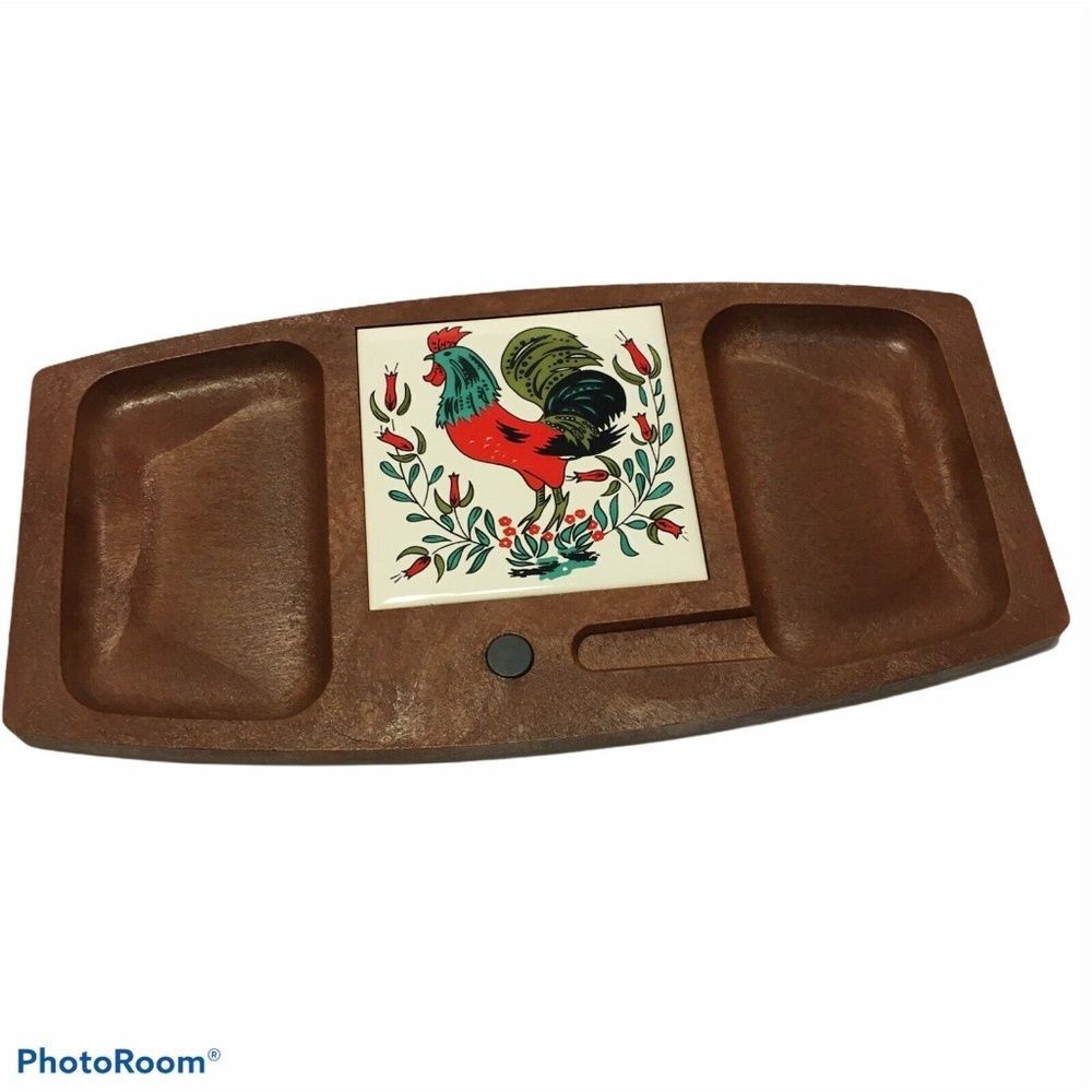 Vintage 70's Woodenware Japan ceramic Rooster Tile
